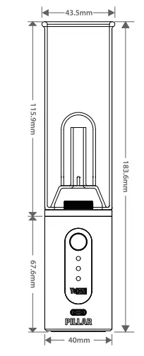 Yocan Pillar Smart E-Rig with TGT - Dimension