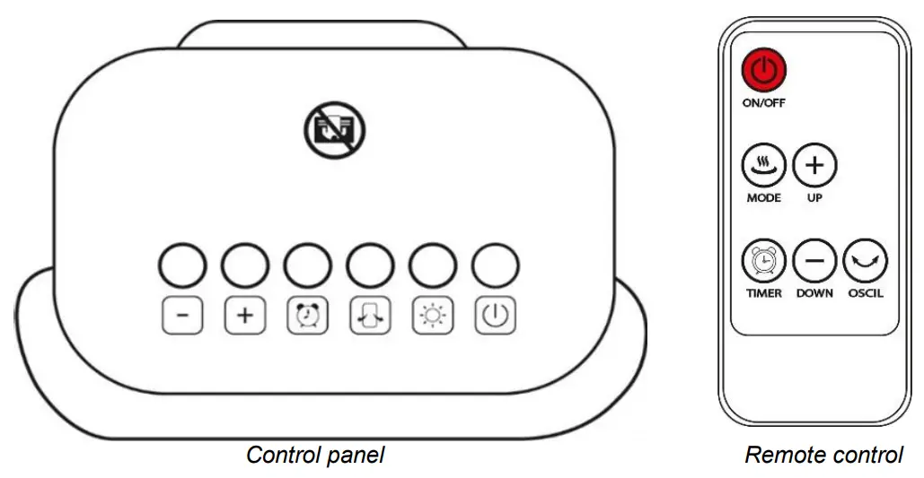SHX37PTC2000LD Ceramic Fan Heater - Control panel