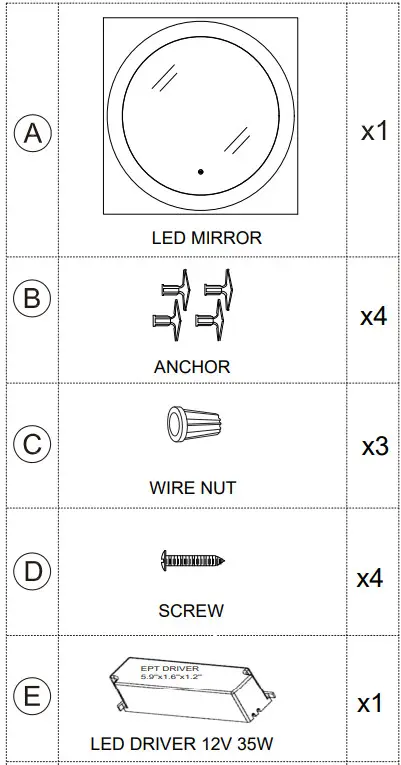 ET2 E42040-GLBK LED Mirror - LED MIRROR