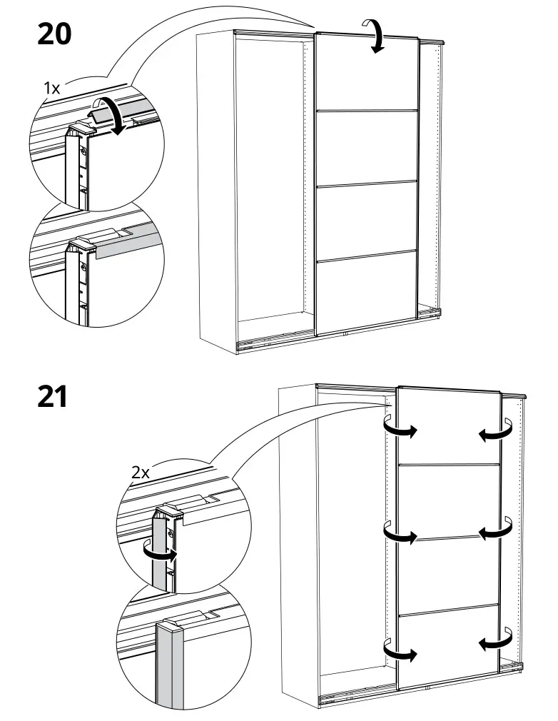 IKEA PAX Pair of Sliding Door Frames Rail Instruction Manual 20