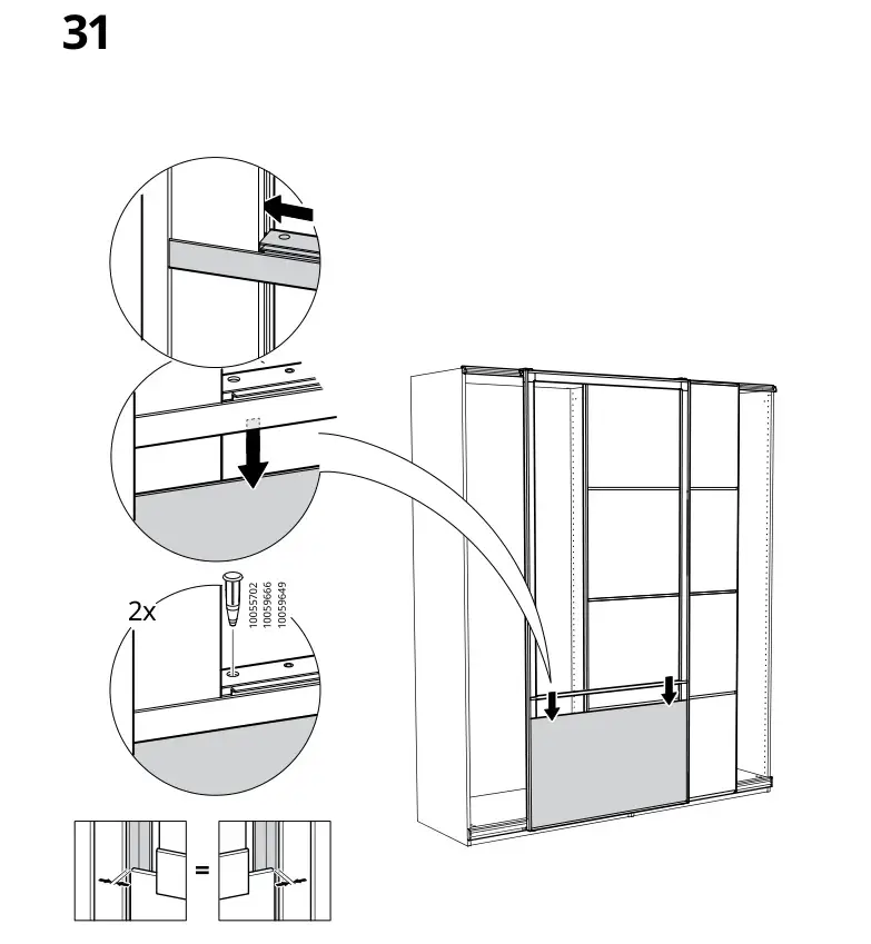 IKEA PAX Pair of Sliding Door Frames Rail Instruction Manual 29