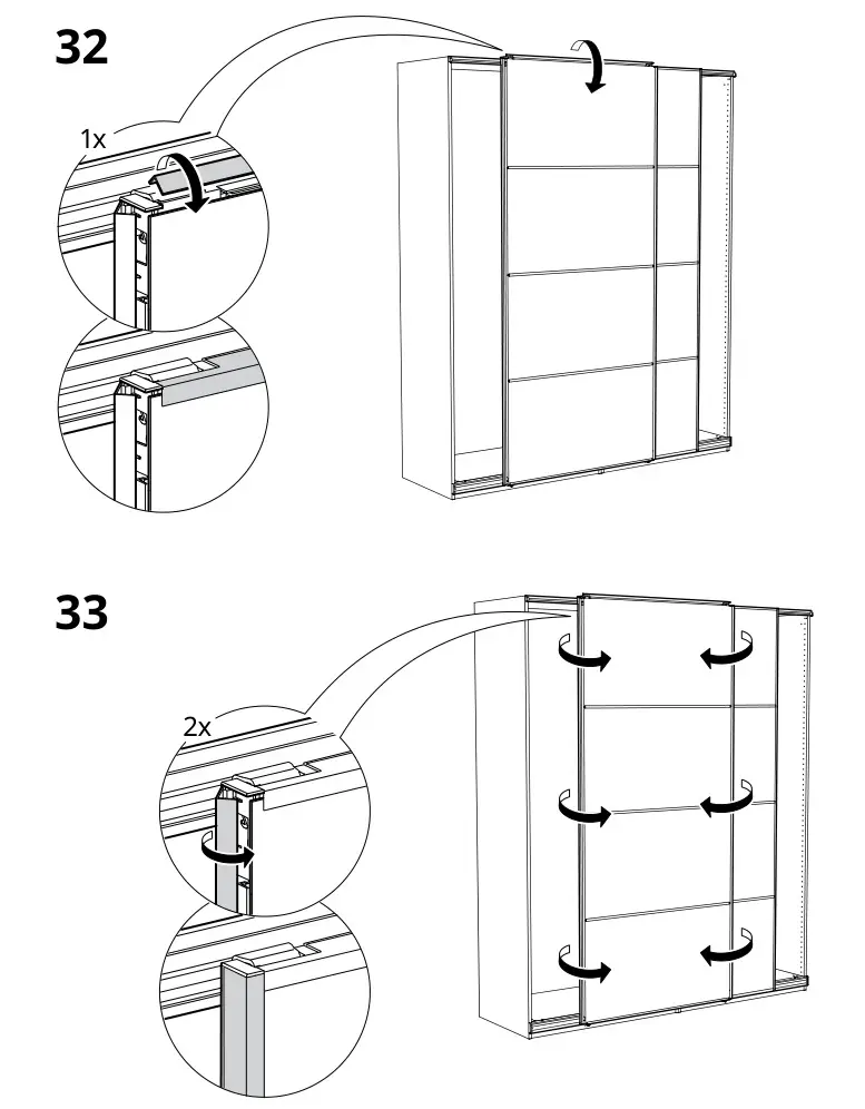IKEA PAX Pair of Sliding Door Frames Rail Instruction Manual 30
