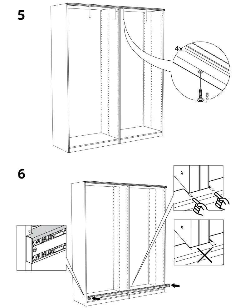 IKEA PAX Pair of Sliding Door Frames Rail Instruction Manual 9
