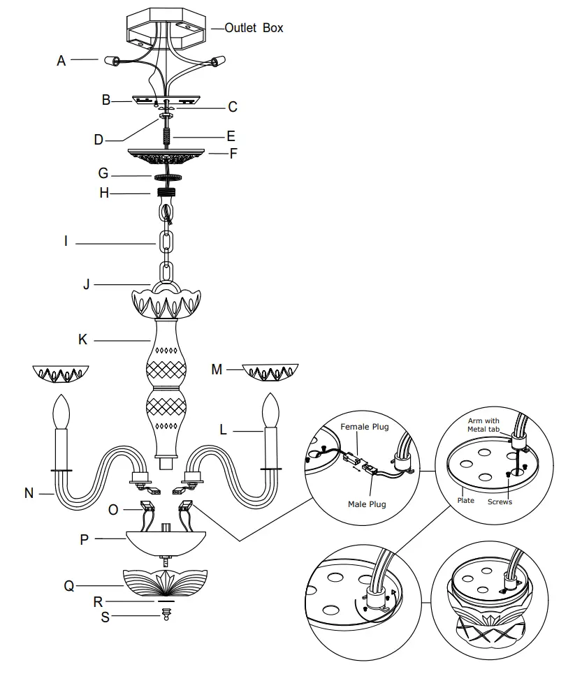 CRYSTORAMA 1061-CH-CL-MWP Traditional Crystal Five Light Mini Chandelier - parts
