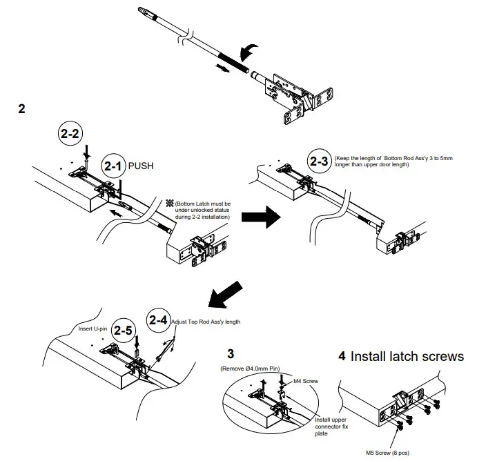 CAL-ROYAL N-98CVR Concealed Vertical ROD Exit Device - BOTTOM LATCH