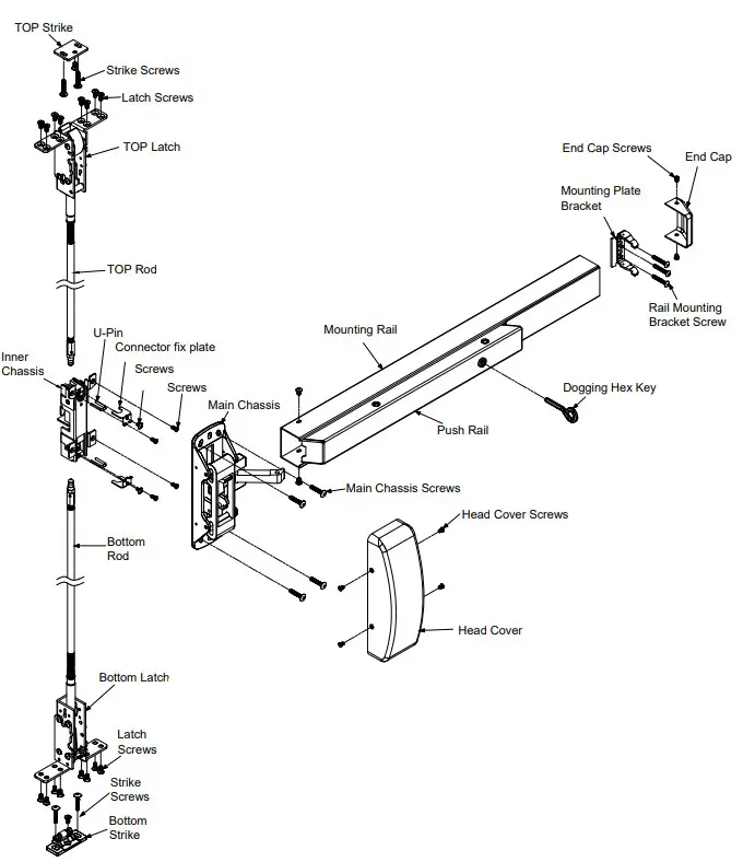 CAL-ROYAL N-98CVR Concealed Vertical ROD Exit Device