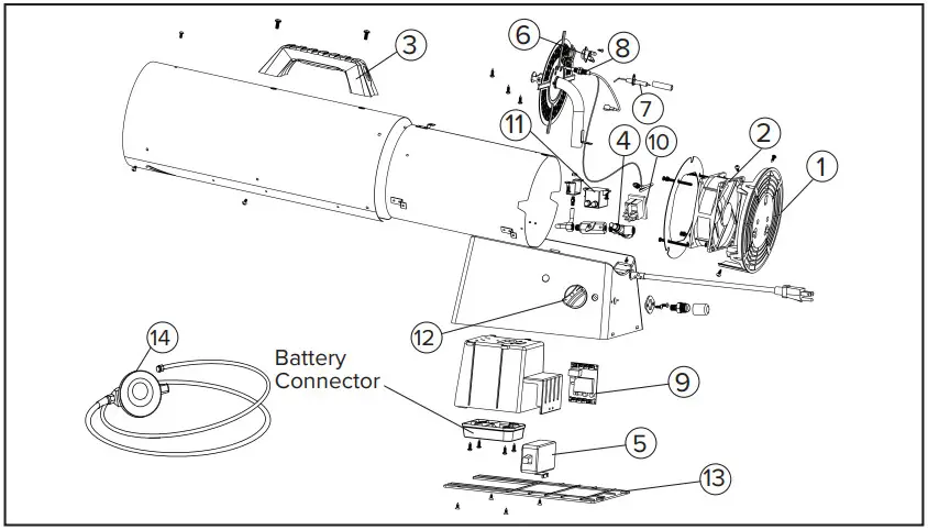 REMINGTON REM 60VBOA GFA B 60000 BTU Propane Utility Space Heater - EXPLODED VIEW