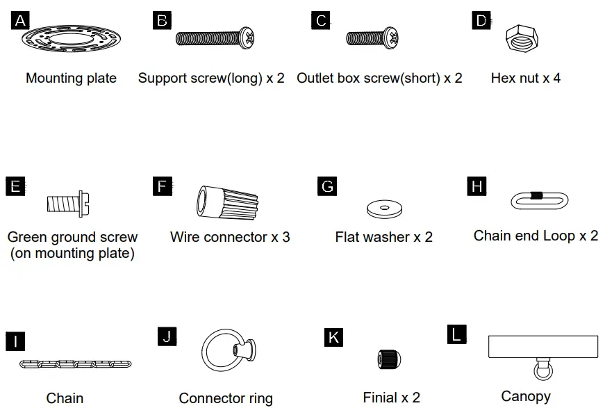 ACROMA 12 x Max 60W Candelabra Base - HARDWARE INCLUDED