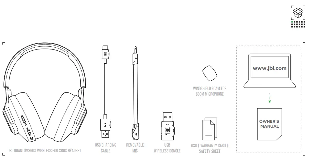 JBL 109QTM360X Quantum 360X Wireless Gaming Headset for Xbox - BOX
