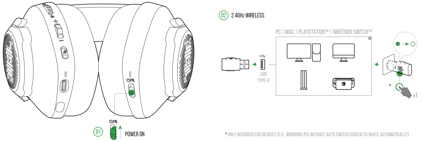 JBL 109QTM360X Quantum 360X Wireless Gaming Headset for Xbox - POWER ON 1