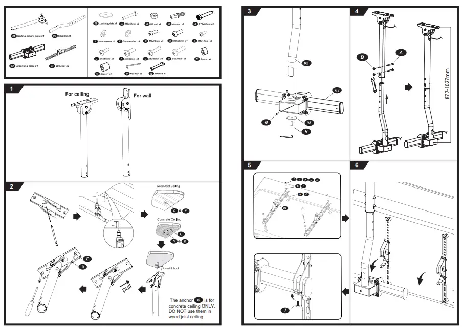 Carrady Imports Limited UC PRO210 Ceiling Swivel Mount - fig1
