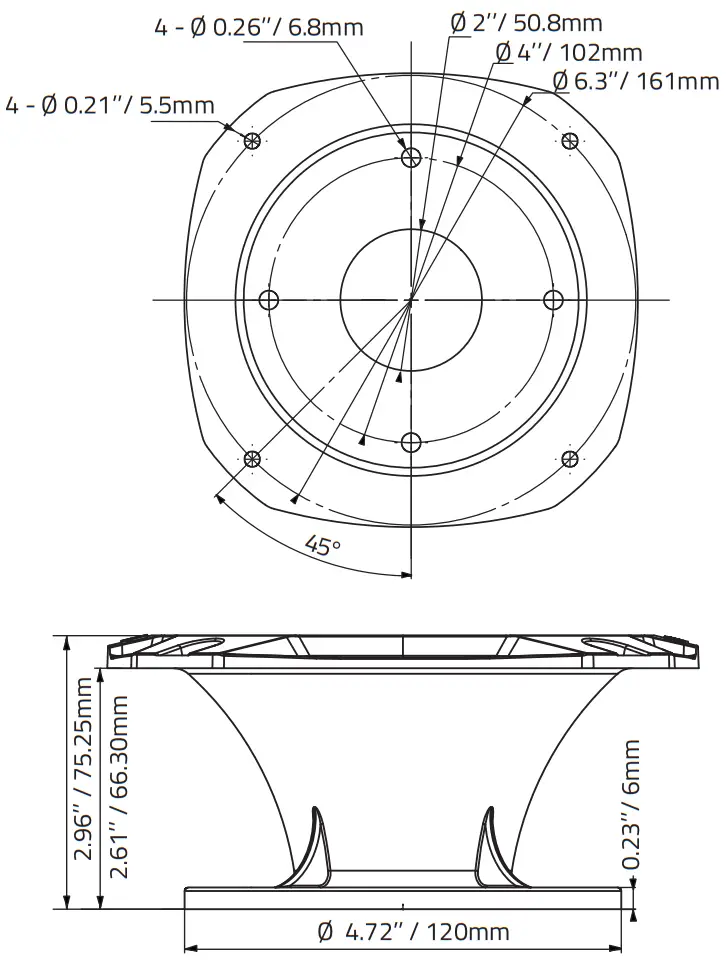 DS18 PRO HP52 ABS Short Horn For Compression Driver - fig 3