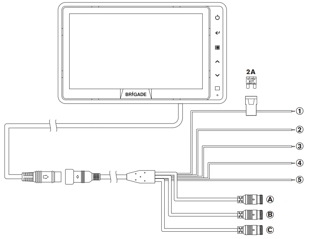 BRIGADE VBV-770HM Vehicle CCTV Monitor - Connections