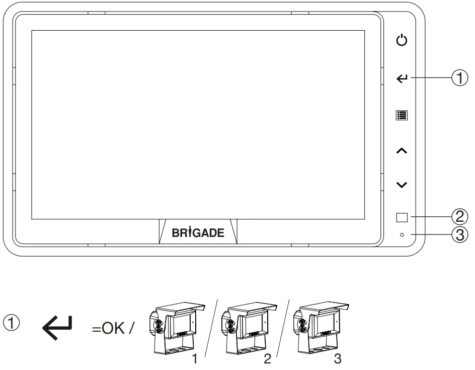 BRIGADE VBV-770HM Vehicle CCTV Monitor - Controls