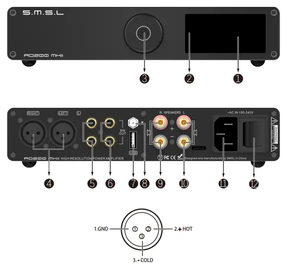 S M S L AO200 MKII Digital Amplifier - Function Introduction