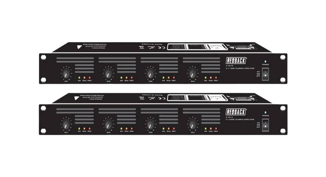 Redback A 4310 4x120w / 4x240w Class-d Amplifier User Manual Redback A 4310 4x120w / 4x240w Class-d Amplifier User Manual