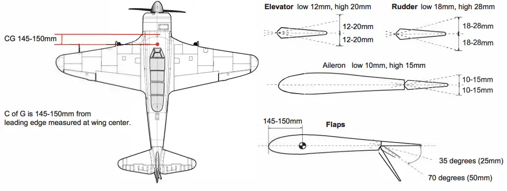 H-King Yak-11 Commemorative WW2 Warbird EPO 1450mm - CENTER OF GRAVITY