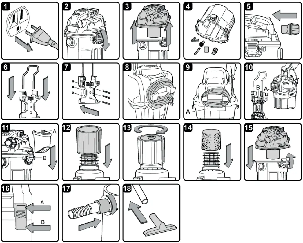 Vacmaster VWM510 Dry and Wet Vacuum Cleaner - ASSEMBLY INSTRUCTIONS