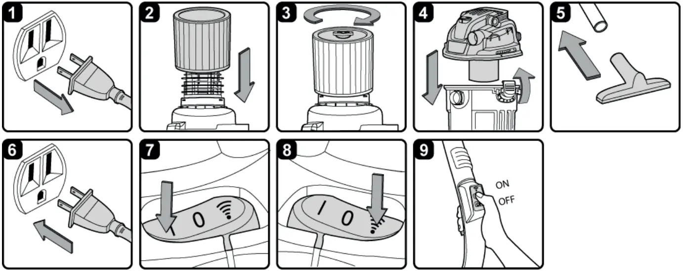 Vacmaster VWM510 Dry and Wet Vacuum Cleaner - VACUUM OPERATION