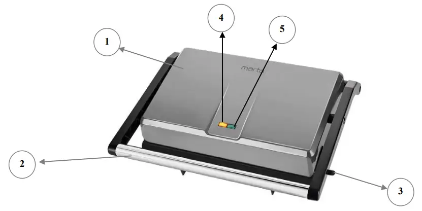 marta MT 1761 Electric Grill Sandwich Maker - Parts list