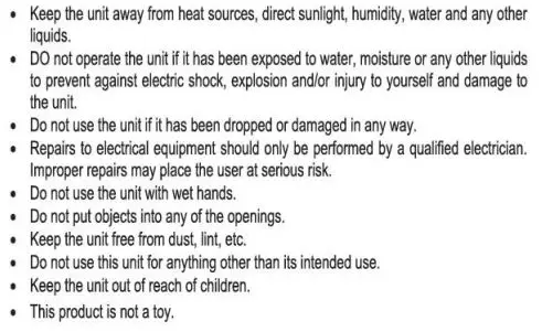 PROSCAN PSP1861 LED Light Up Bluetooth Speaker Instruction Manual - Safety Instructions