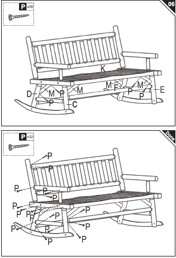 Outsunny 84A-133 Wooden Rocking Chair 6