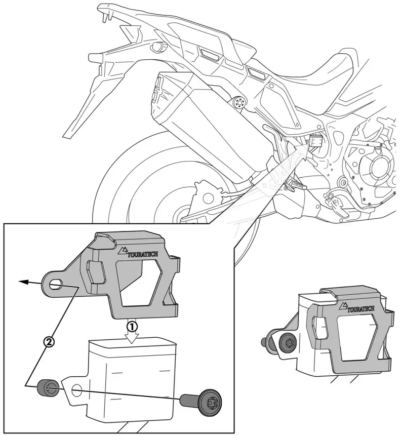 TOURATECH 01 402 5032 0 Rear Brake Fluid Reservoir Guard - Mounting
