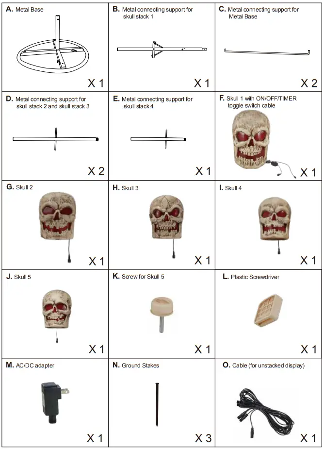 HOME ACCENTS Holiday 1009025383 8ft Grave and Bones Giant-Sized LED Skull Stack - fig 1