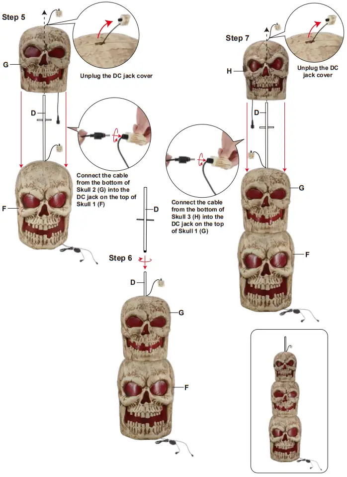 HOME ACCENTS Holiday 1009025383 8ft Grave and Bones Giant-Sized LED Skull Stack - fig 5