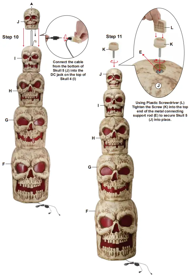 HOME ACCENTS Holiday 1009025383 8ft Grave and Bones Giant-Sized LED Skull Stack - fig 7