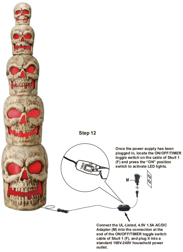 HOME ACCENTS Holiday 1009025383 8ft Grave and Bones Giant-Sized LED Skull Stack - fig 8