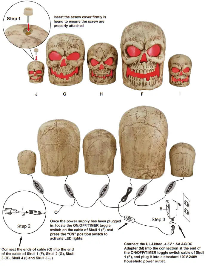 HOME ACCENTS Holiday 1009025383 8ft Grave and Bones Giant-Sized LED Skull Stack - fig 9