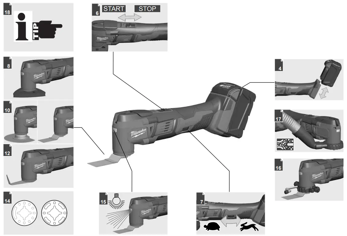 milwaukee M18BMT M18 Multi Tool - STOP