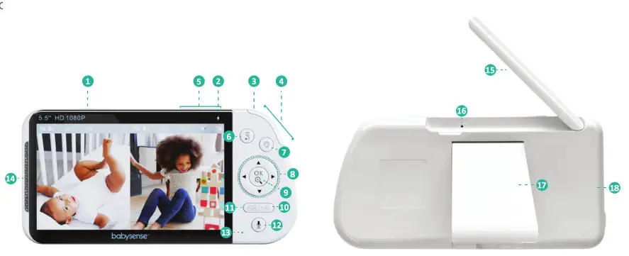 Babysense Max View 5.5 Inch Split Screen Full HD 1080P Video Baby Monitor - fig 2