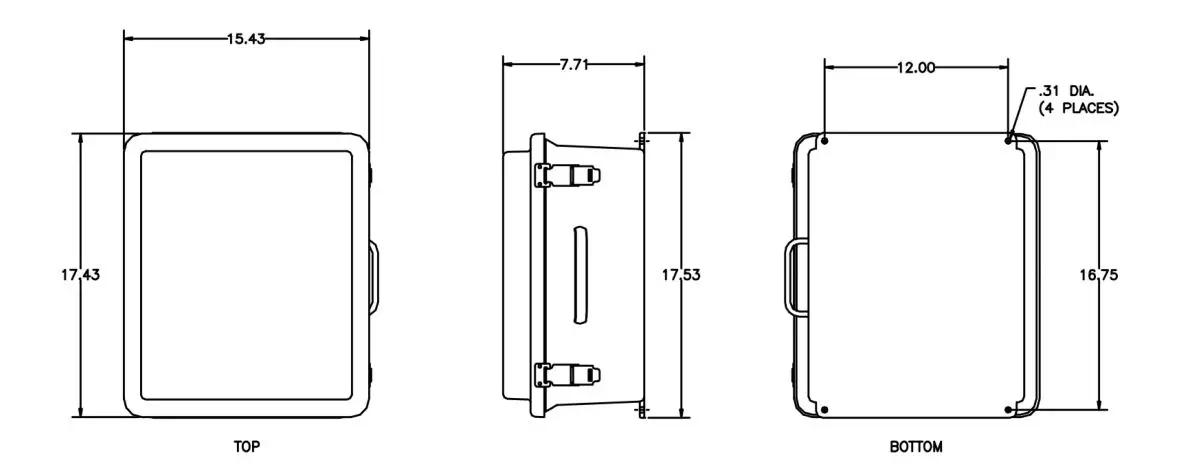 DRANETZ ENCL-HDPQ-PPA115 Weather Resistant Enclosure - Enclosure Dimensions