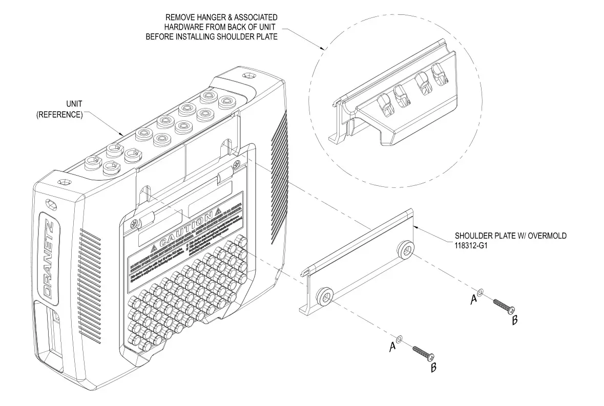 DRANETZ ENCL-HDPQ-PPA115 Weather Resistant Enclosure - Remove the hanger bracket from the instrument by removing