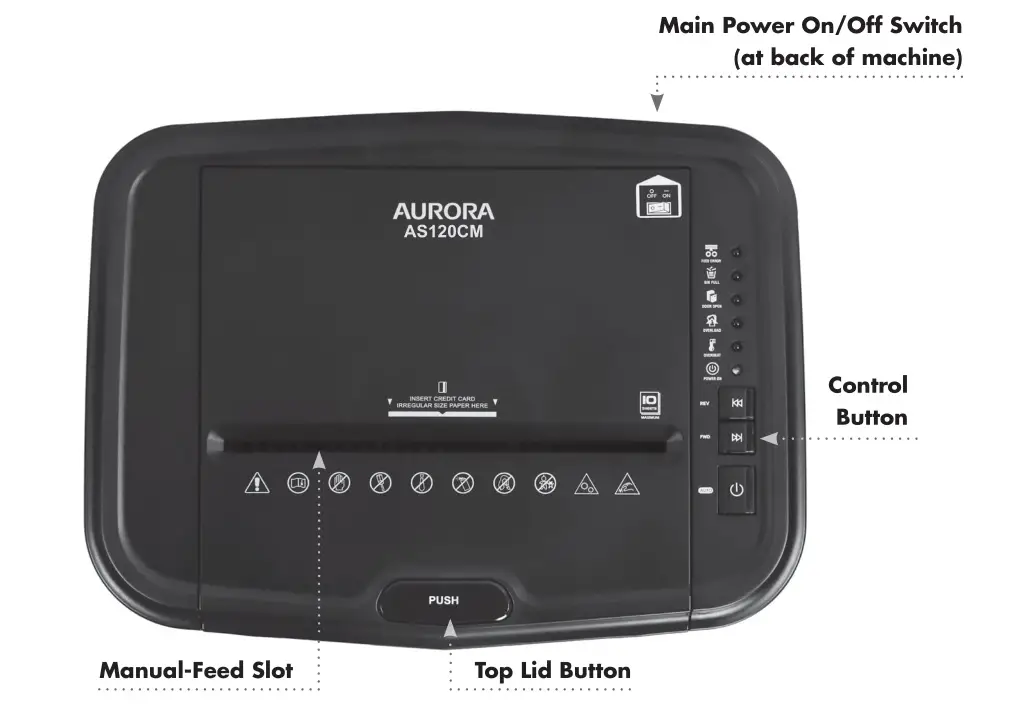 AURORA AS120CM Auto Feed Paper Shredders - OPERATION