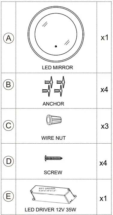 ET2 E42036-GLBK LED Mirror - fig