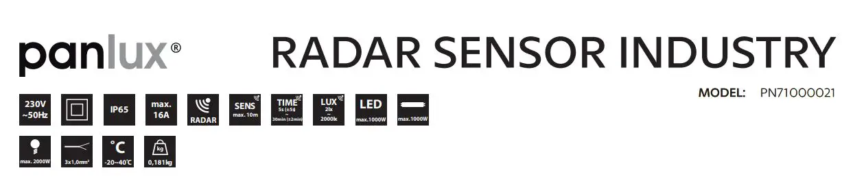 panlux PN71000021 Radar Sensor Industry Instructions