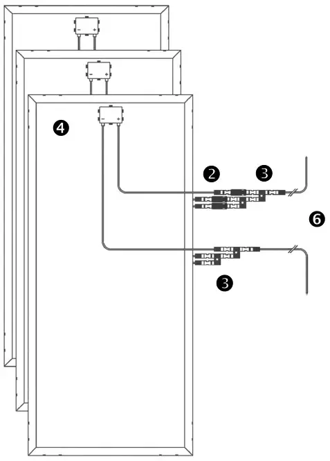 Grape Solar GS-600-KIT-BT-INV 600 Watt Off Grid Charging Kit - Connect each positive solar panel