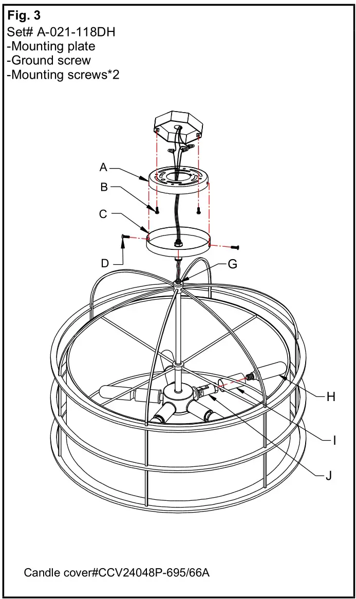 MINKA LAVERY 2155-695 Gateway Park 5-Light Soft Brass Cage Pendant - Fig. 3