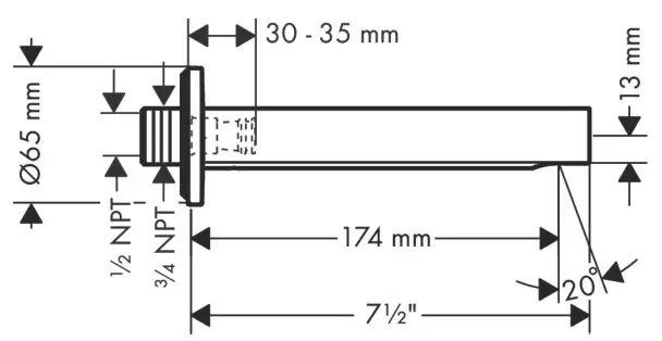 hansgrohe 76410821 Finoris Tub Spout - Drawing