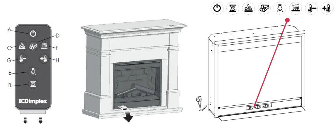 Dimplex KTN20-AU Kenton Mantel 2kW Electric Fireplace - Remote control