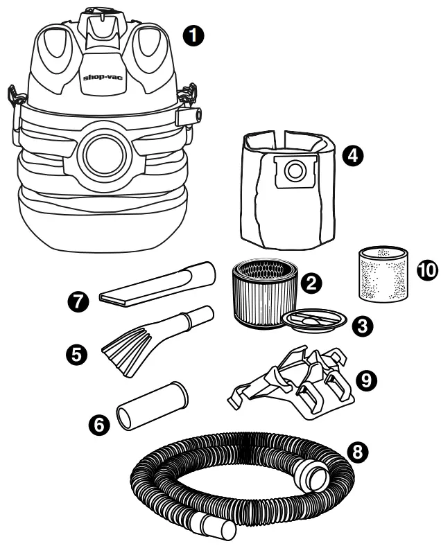 shop vac H87S600CR Portable Wet Dry Vacuum Cleaners - CARTON CONTENTS