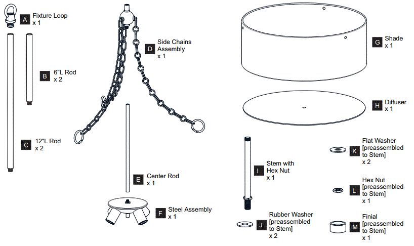 QUOIZEL-QOP5606MBK-4-Light-Painted-Brass-Shaded-Pendant-FIG-2