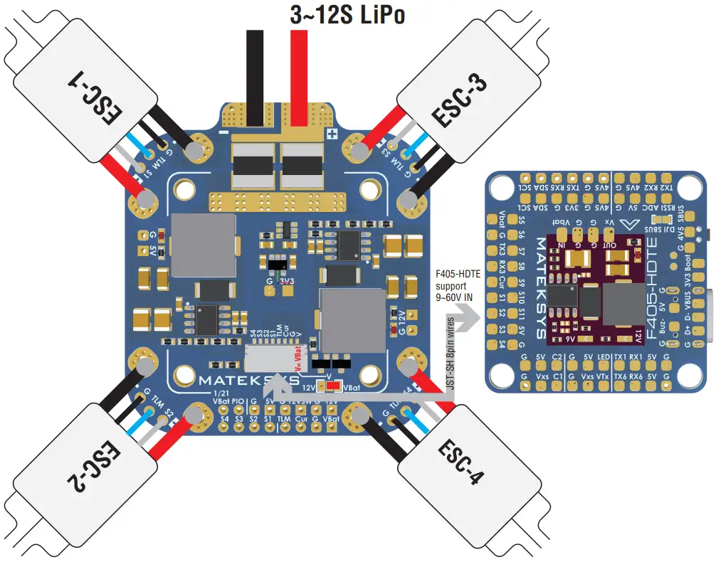 Matek FCHUB-12S with 440A Current Sensor PDB A10