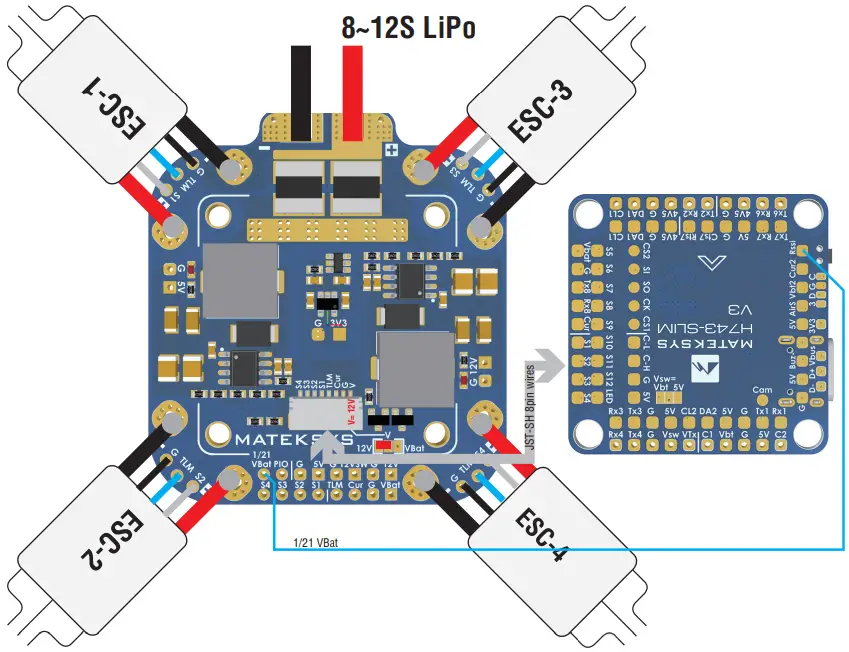 Matek FCHUB-12S with 440A Current Sensor PDB A7