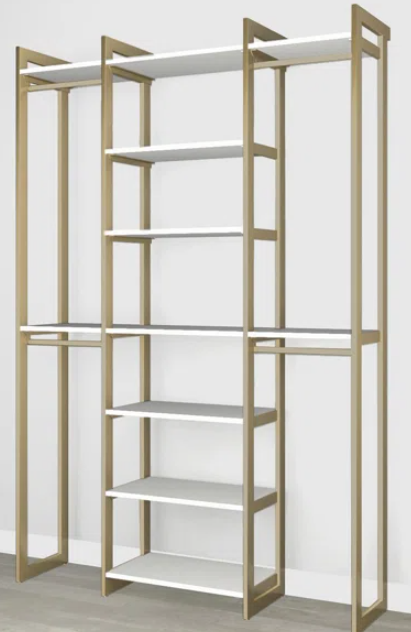 MARTHA-STEWART-California-Closets-20 Inch-Depth-Perry-White-Woodgrain-Gold-Metal-PRODUCT-IMAGE