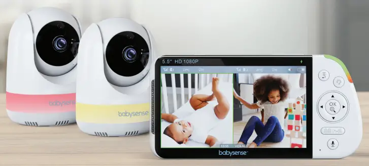 Babysense VBM55TX 5.5 Inch Split Screen Full HD 1080P Video Baby Monitor - Baby Monitor