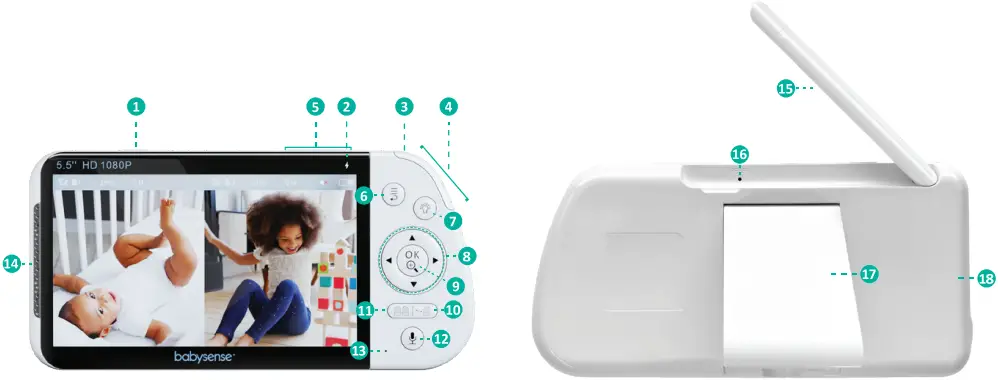 Babysense VBM55TX 5.5 Inch Split Screen Full HD 1080P Video Baby Monitor - Overview